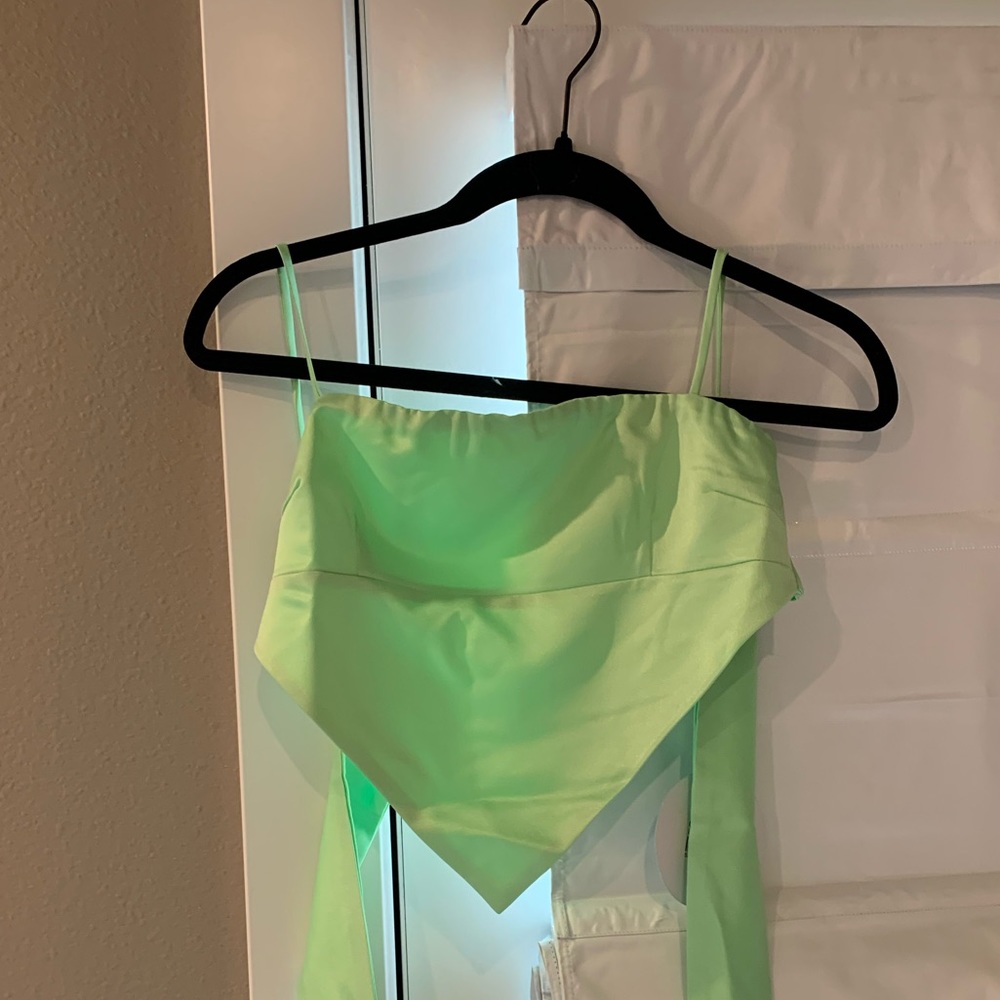 Green tie crop top from Princess Polly